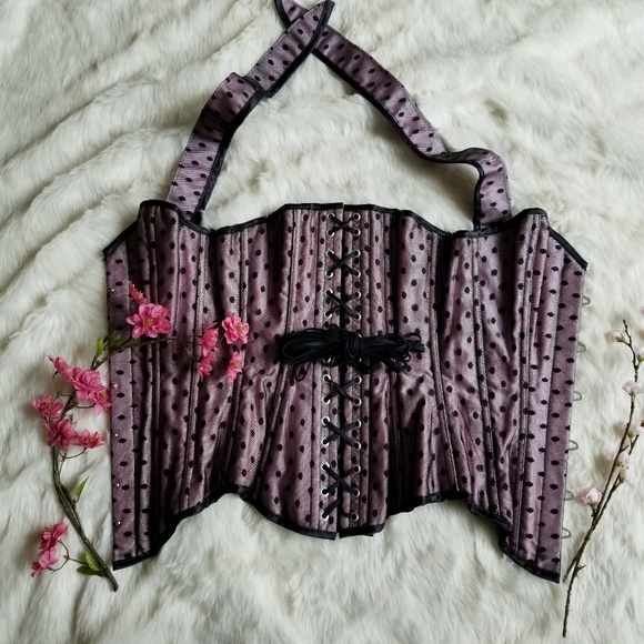 Blush Polka Dot Lace Corset by Boobie Trap - Picture 5 of 5